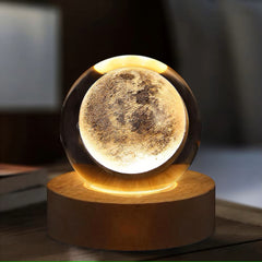 AISHOP 3D Crystal USB LED Night Light Galaxy Crystal Ball Table Lamp 3D Planet Moon Lamp Bedroom Home Decor for Kids Party Children Birthday Gifts PACK OF 3