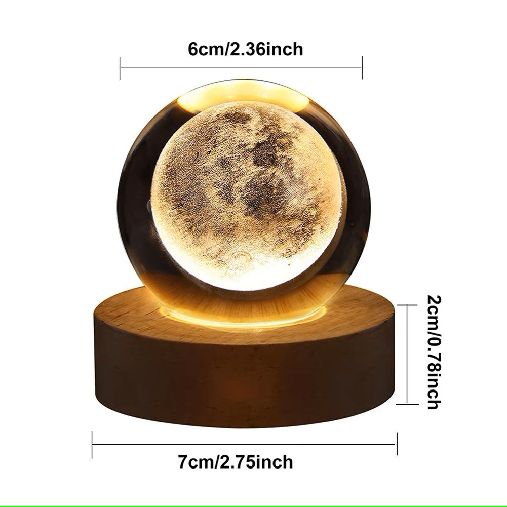 AISHOP 3D Crystal USB LED Night Light Galaxy Crystal Ball Table Lamp 3D Planet Moon Lamp Bedroom Home Decor for Kids Party Children Birthday Gifts PACK OF 3