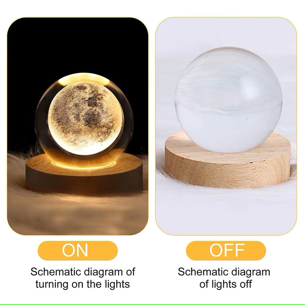 AISHOP 3D Crystal USB LED Night Light Galaxy Crystal Ball Table Lamp 3D Planet Moon Lamp Bedroom Home Decor for Kids Party Children Birthday Gifts PACK OF 3