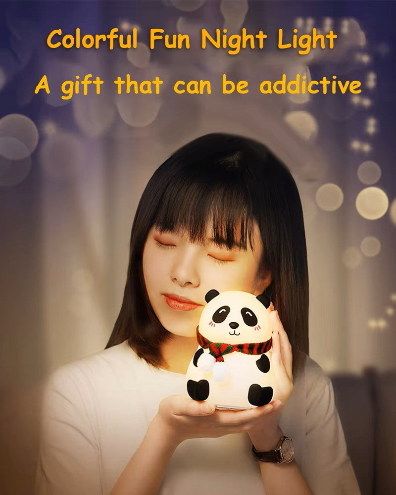 Panda Night Light Cartoon Colorful Silicone Bedside Lamp USB Rechargeable for Children Baby Kids Bedroom Dropship Gift