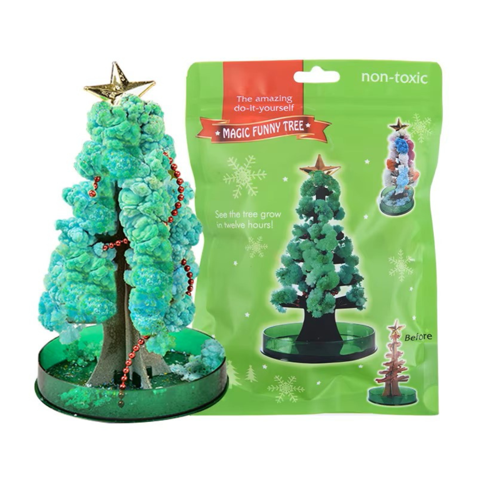 AISHOP Mini Magic Christmas Tree Crystal Tree DIY Paper Tree Flowering Ornaments Office   Home Plants Decoration Boy Girls Gift Toys  (PACK OF 3 SETS )